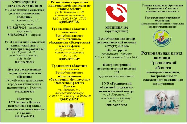 Региональная карта помощи Гродненской области несовершеннолетним, пострадавшим от сексуального насилия или эксплуатации