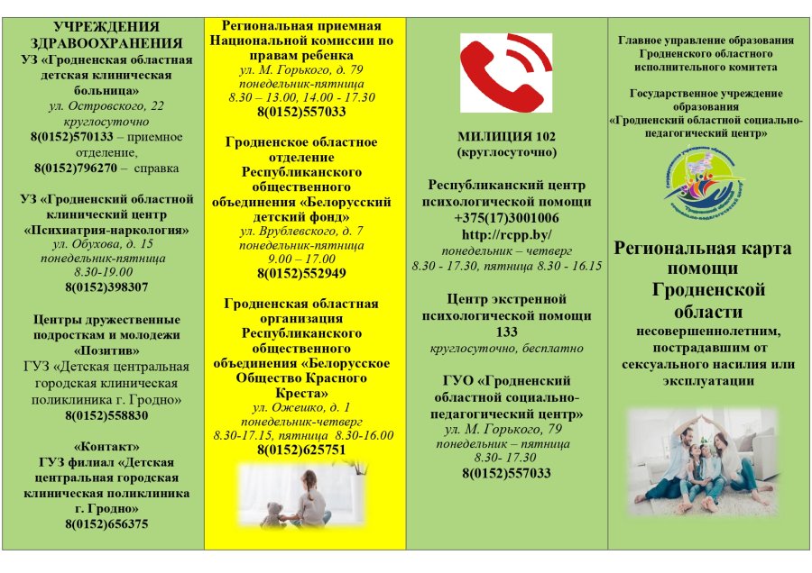 Региональная карта помощи Гродненской области несовершеннолетним, пострадавшим от сексуального насилия или эксплуатации