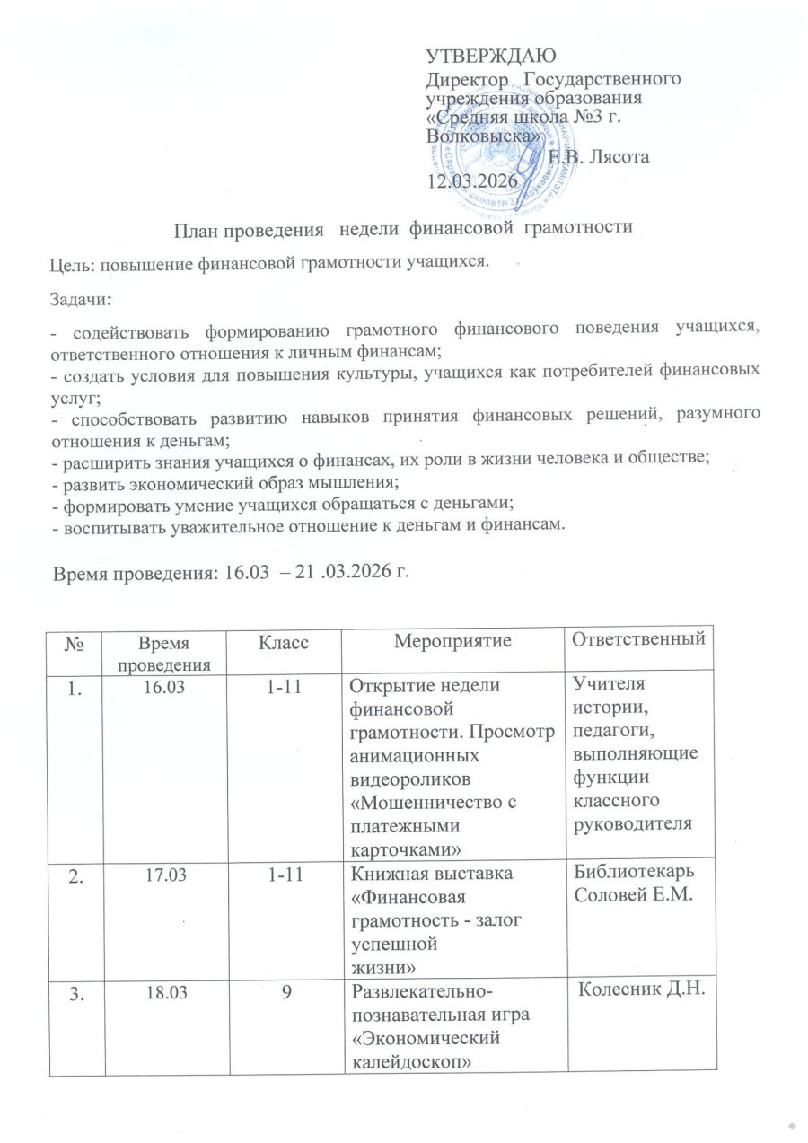 Неделя финансовой грамотности детей и молодежи -с 16 по 21 марта 
